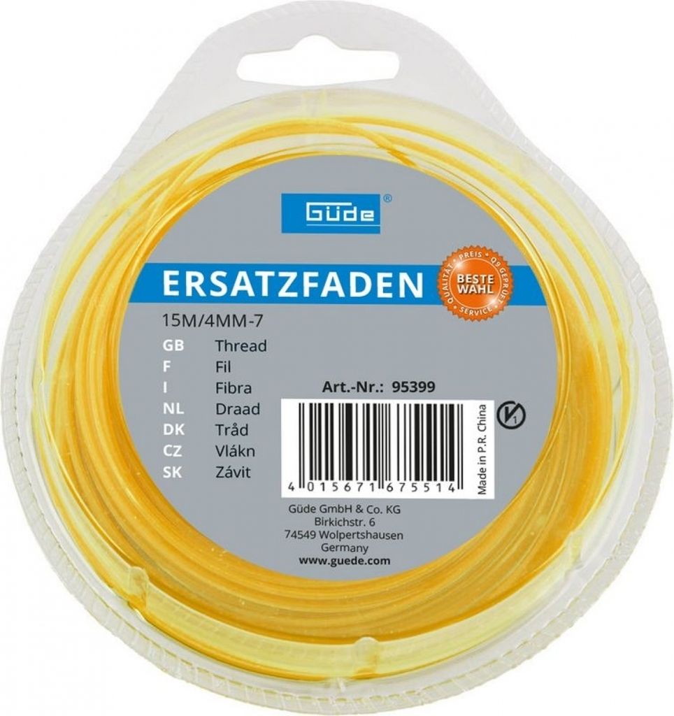GÜDE Ersatzfaden Mähfaden Fadenspule 15 m/4 mm 7-kant Produktbild 