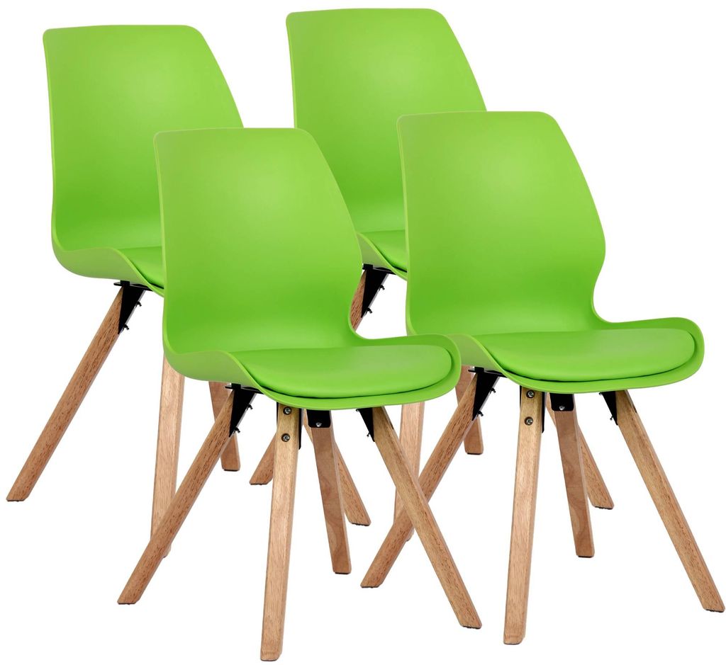 CLP Esszimmerstuhl 4er Set gepolstert Luna, moderner Polsterstuhl mit Rückenlehne grün Material Kunststoff