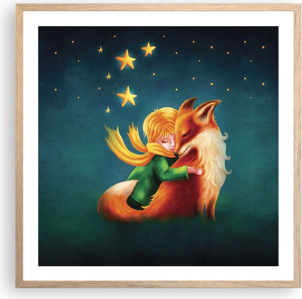 Gerahmtes Poster - Rahmen in heller Eiche - Klein Prinz Nov - 60x60 cm - Wand Bild - Wanddeko - Wandbilder - Kunstposter - Wandposter - Bilderrahme...