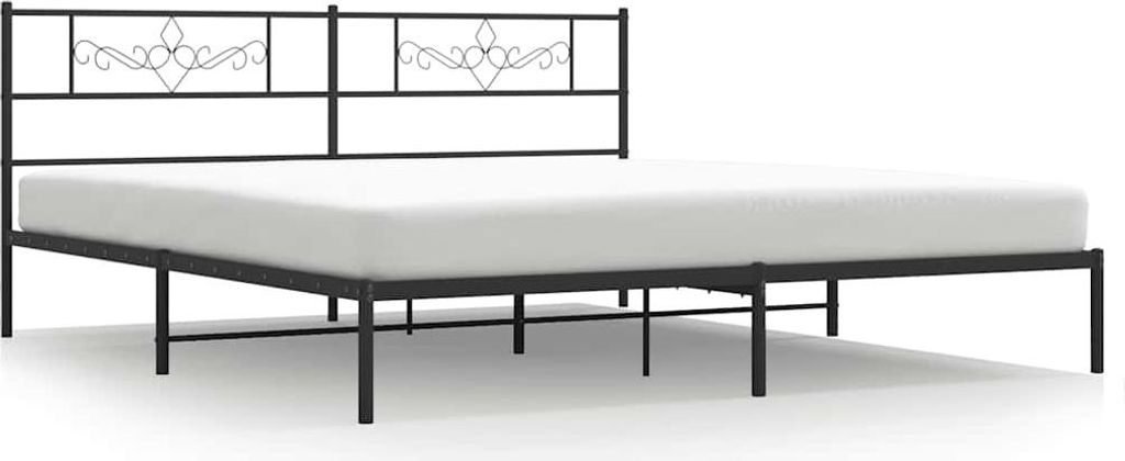 vidaXL Bettgestell mit Kopfteil Metall Schwarz 183x213 cm