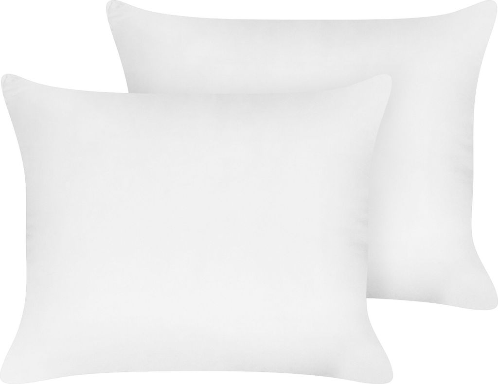 BELIANI Kopfkissen im 2er Set Weiß Lyocell-Bezug 50 x 60 cm Hoch mit Polyester-Füllung Rechteckig Weich Bettkissen für Allergiker Geeignet Schla...