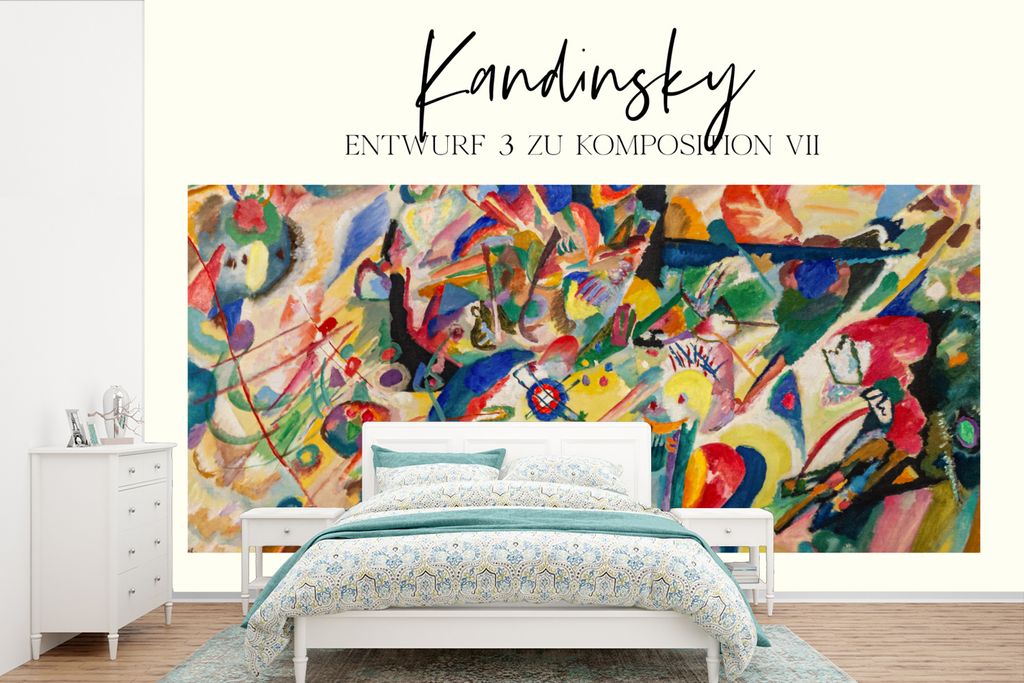 MuchoWow Fototapete für Wohnzimmer oder Schlafzimmer Wandtapete Vinyl Motivtapete Malerei - Wassily Kandinsky - Abstrakt - 525x350 cm - Das Hint...
