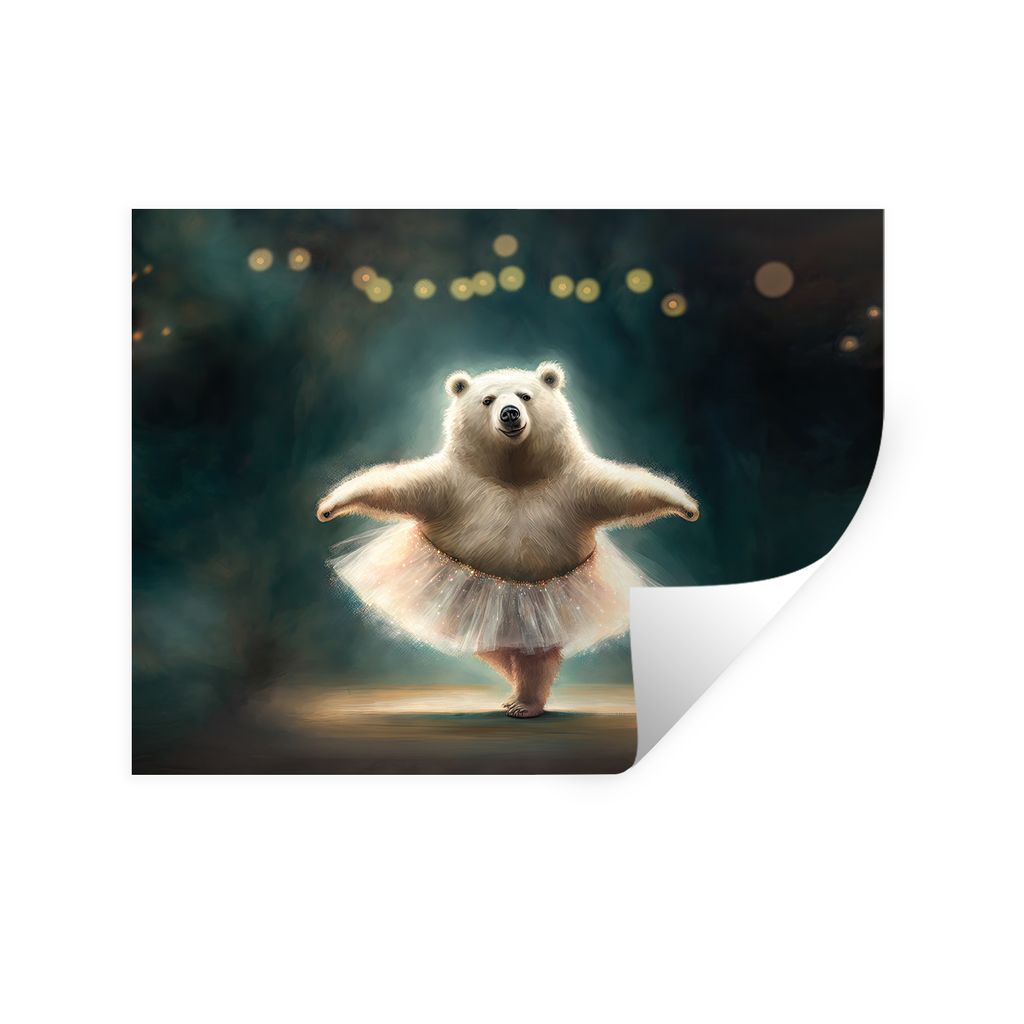 MuchoWow Wandtattoo Wandsticker Wandaufkleber Eisbär - Rock - Ballett - Porträt - Tiere - Kinder 160x120 cm Selbstklebend und Repositionierbar ...