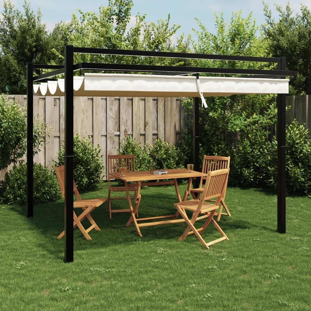 "2026 Promotion" Gartenpavillon mit ausziehbarem Dach Creme 3x3 m Aluminium - Pavillons & Partyzelte CC23052