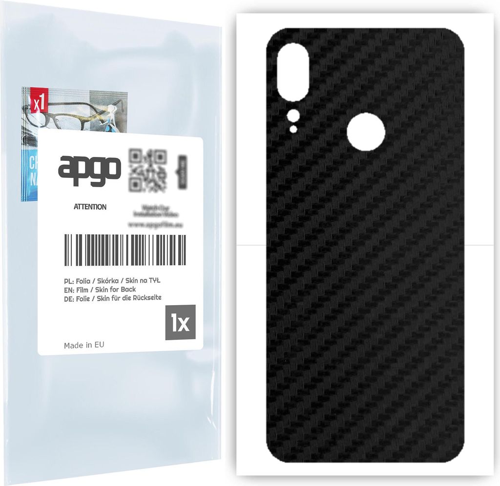 apgo Rückseite Schutzfolie für Motorola Moto E6 Plus - Hinten Schutzfolie Carbon, Rückseite Folie schützt vor Kratzern und Fingerabdrücken