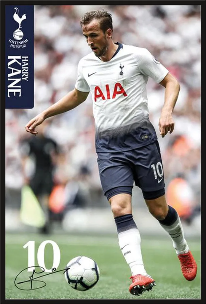 Décoration Supporters Tottenham Affiche Kane Encadrée pour Chambre