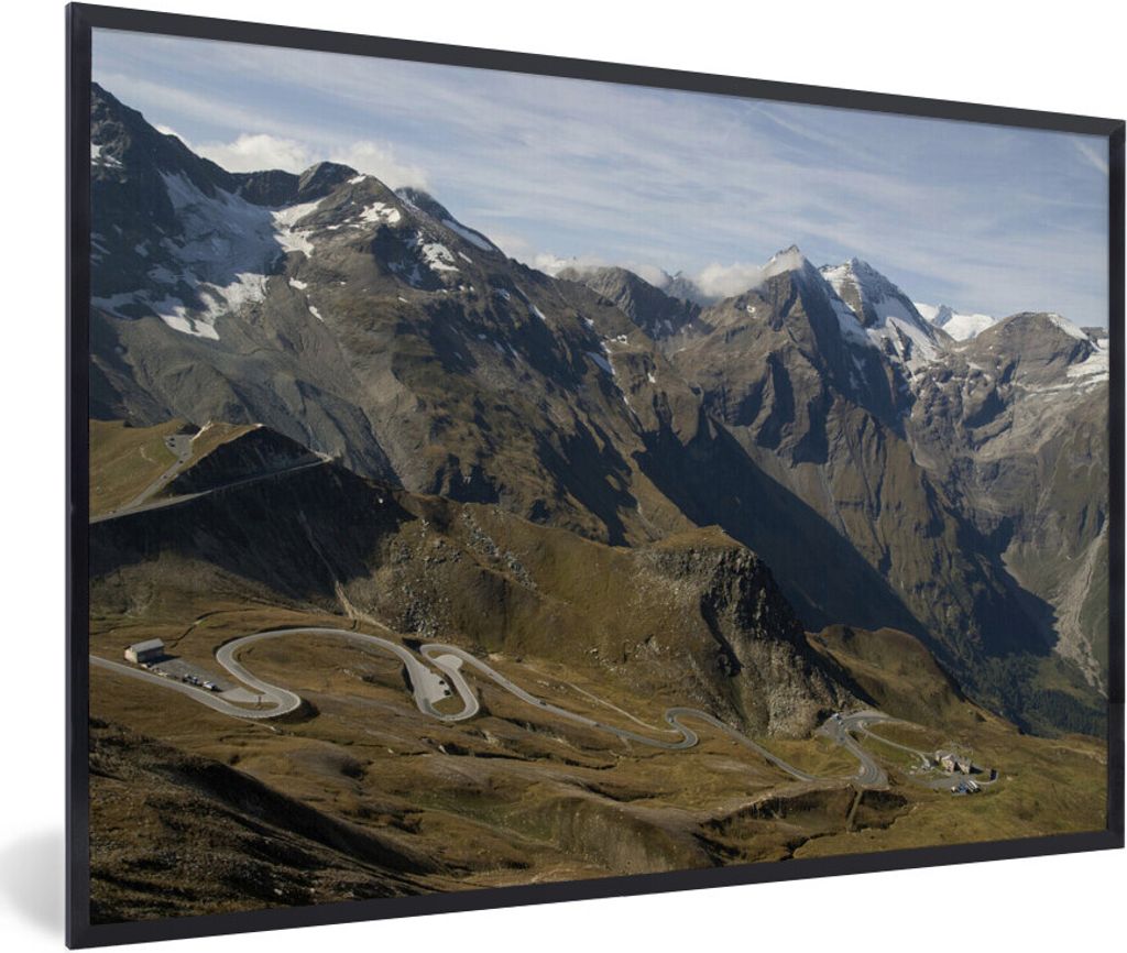 MuchoWow Gerahmtes Poster Die Landschaft der Europäischen Alpen am Großglockner 90x60 cm - Poster mit Schwarzem Bilderrahmen Wandposter Rahmen ...