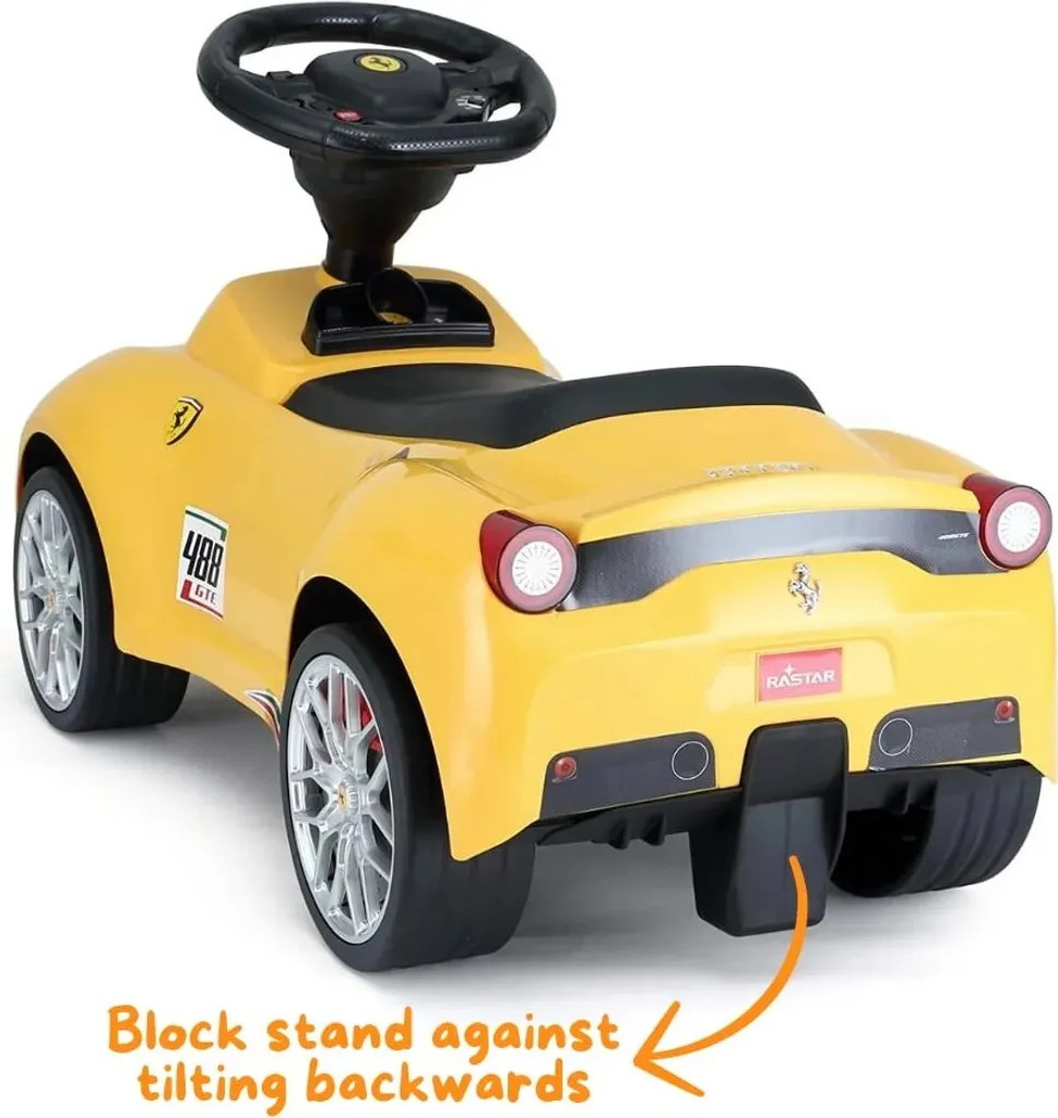 Voiture à pousser Ferrari 488 jaune pour enfant 1-3 ans avec coffre - 2