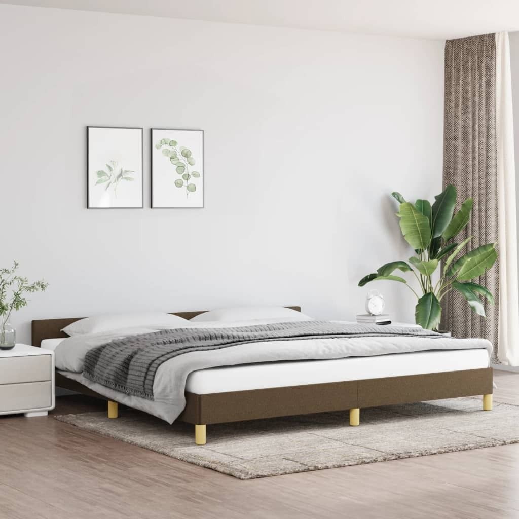 The Living Store Bettgestell mit Kopfteil Dunkelbraun 200x200 cm Stoff