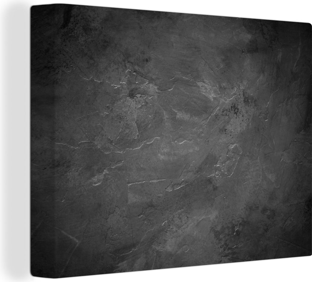 MuchoWow - Leinwandbilder - Struktur - Zement - Beton - Grau - Vintage, Wandbild, Wanddeko Bilder Wohnzimmer, 80x60 cm