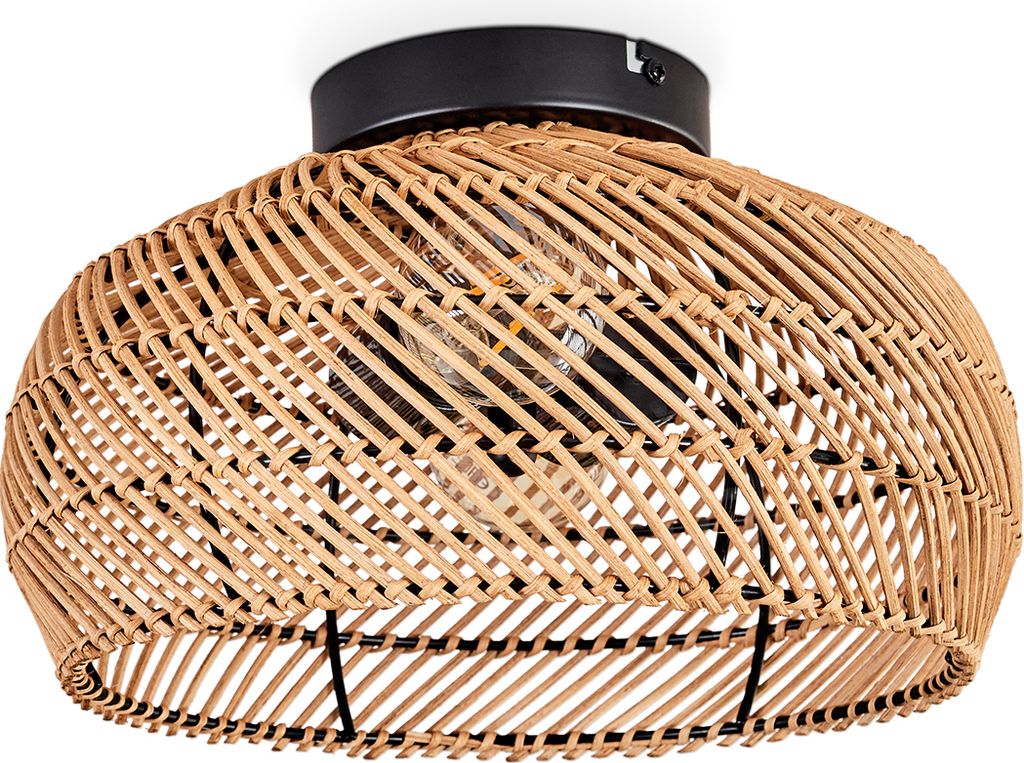 Decollatura moderne Deckenlampe aus Metall/Bambus/Holz in Schwarz/Natur