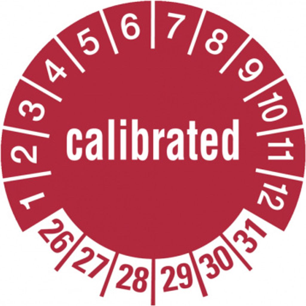 Dreifke Aufkleber Prüfplakette, calibrated, rot/weiß, Folie, Ø 30 mm - Bogen...