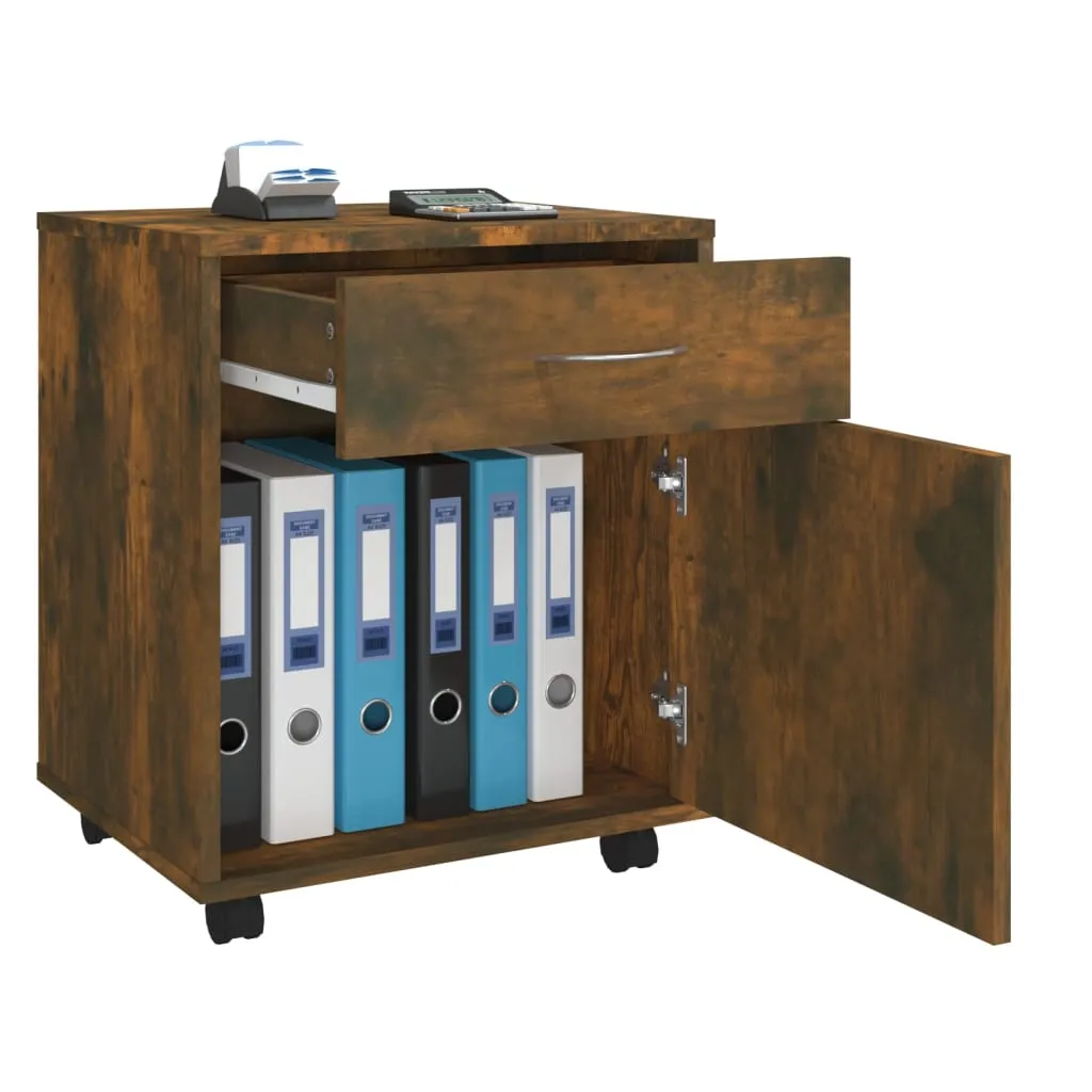 Caisson de bureau mobile en bois chêne fumé pour rangement - 4