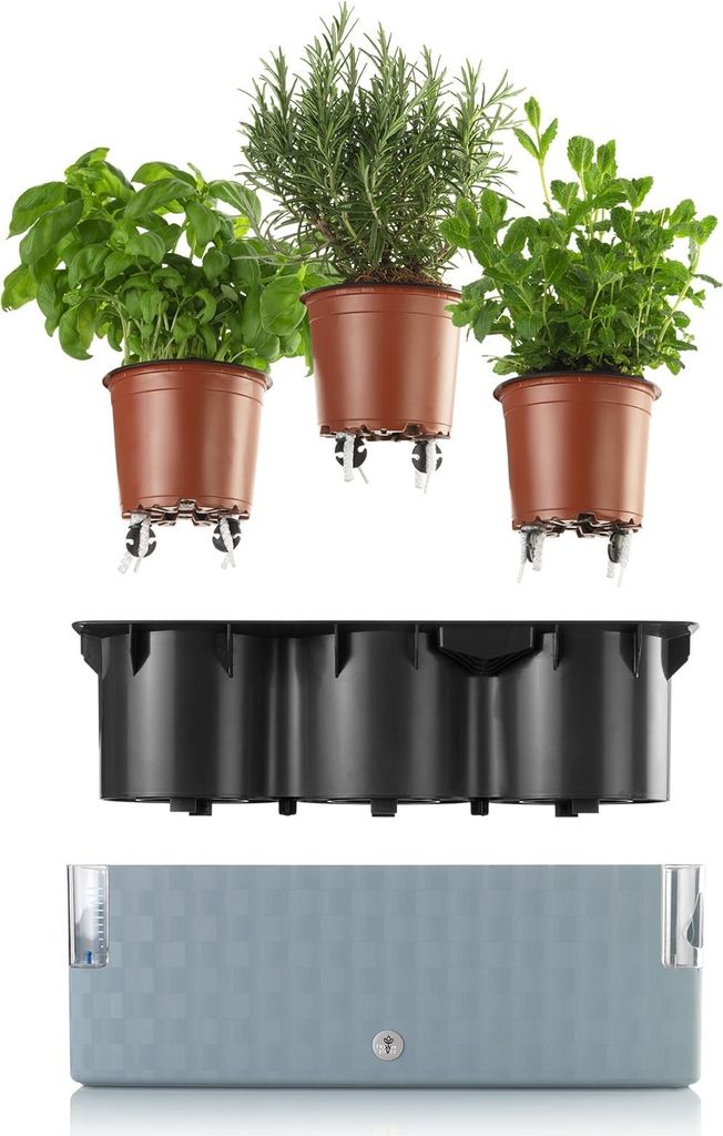 Cobble Trio selbstbewässernde Pflanzgefäße weiß Variante Produktbild 