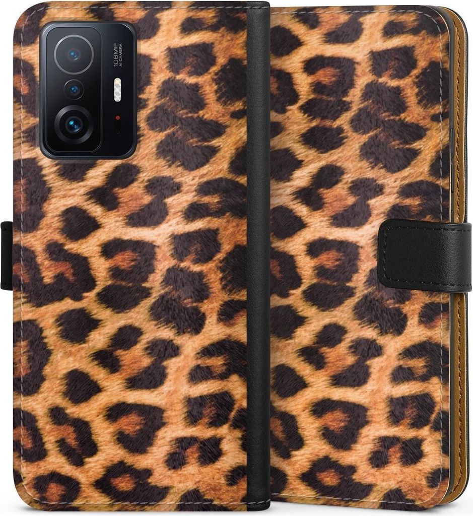 DeinDesign Klapphülle für Xiaomi 11T 5G Handytasche Lederhülle Tasche Animalprint Fell Leopard