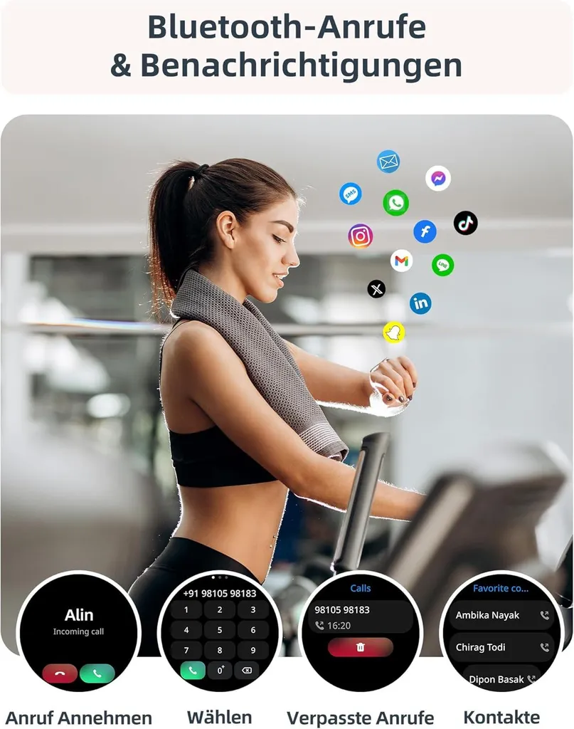 Smartwatch da donna, orologio da nuoto impermeabile 5ATM con funzione telefono, orologio fitness da donna con 100+ modalità sportive, frequenza cardiaca, monitoraggio del sonno, SpO2 - 4
