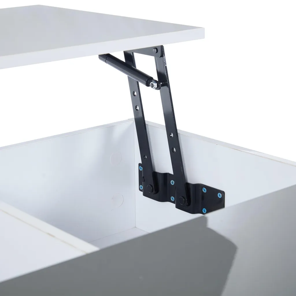 Table Basse Blanc Brillant 70cm Plateau Relevable et Eclairage App LED - 9