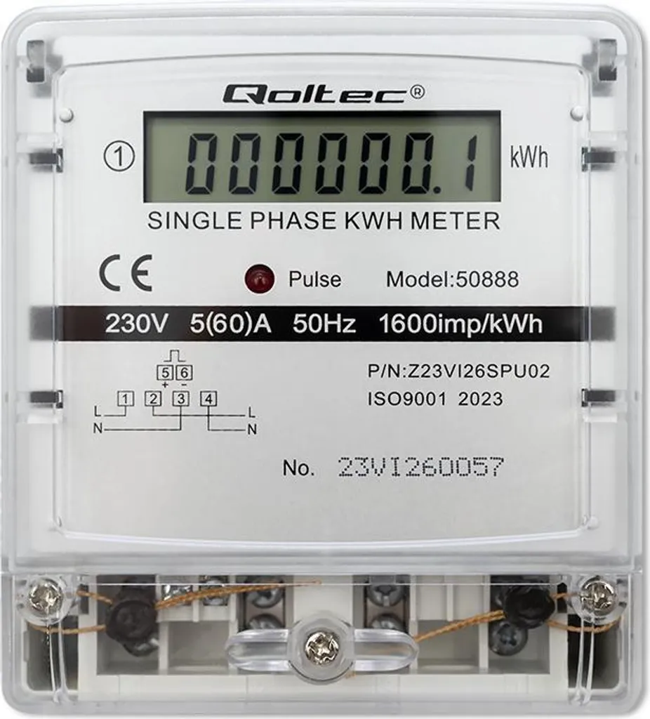 Compteur électrique LCD 230V Qoltec haute précision et format compact