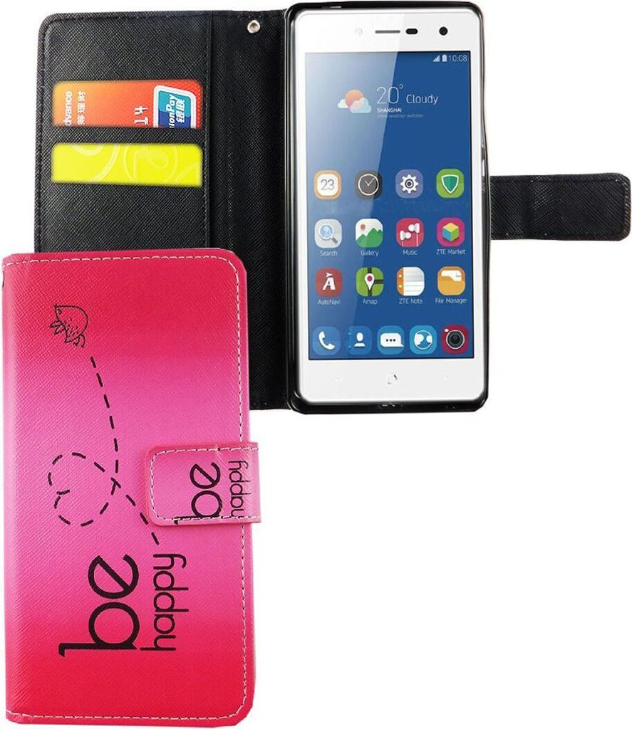 Handyhülle Tasche für Handy ZTE Blade L7 Be Happy Pink