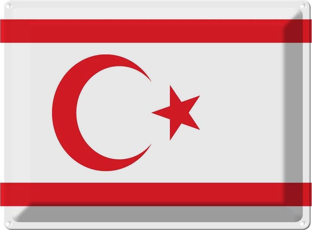 vianmo Blechschild 30x40 cm Nordzypern Northern Cyprus Flagge Fahne Wappen