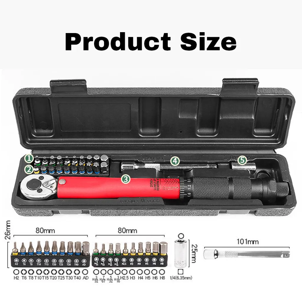 Coffret Clé Dynamométrique Réglable 1/4 Pouce avec Embouts de Serrage - 4