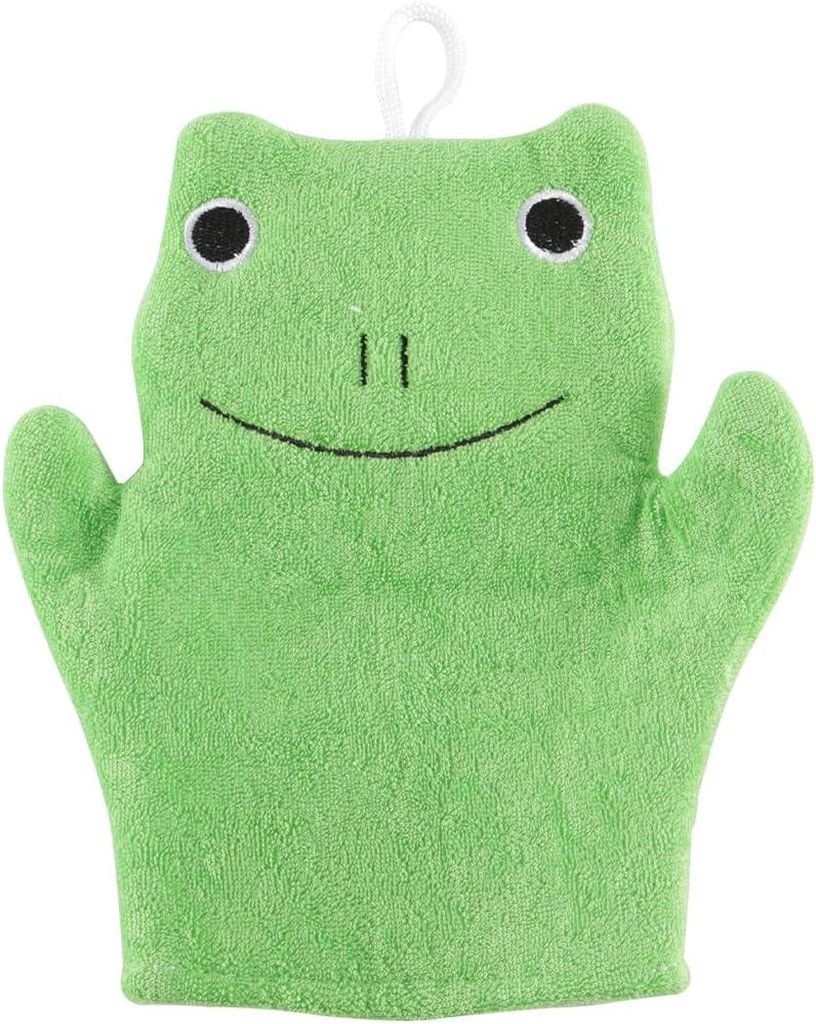 Weicher Frottee-Waschlappen mit Tiermotiven, grüne Frosch-Handpuppe für ein fröhliches Bad