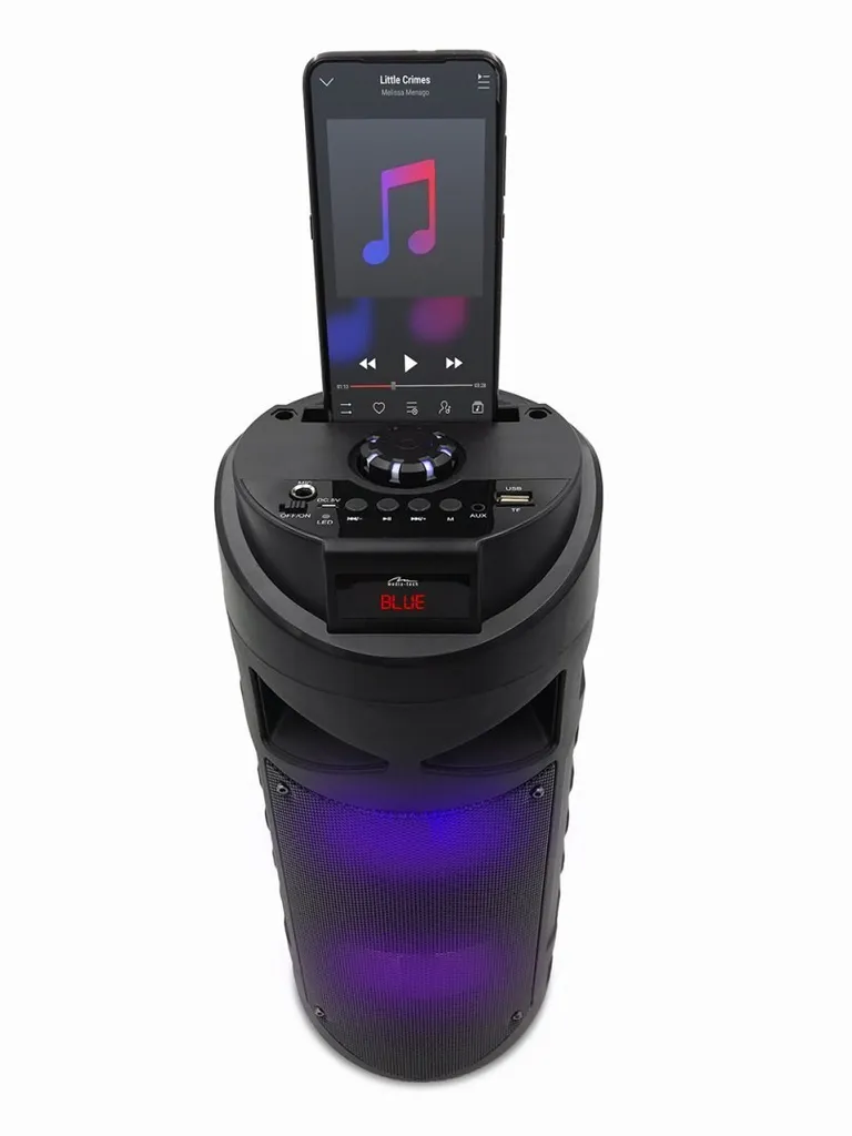 Haut-parleur nomade Partybox Keg BT MT3165 avec basses renforcées et LED