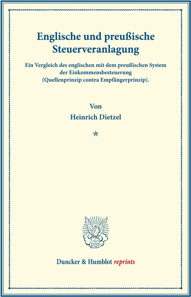 Englische und preußische Steuerveranlagung.
