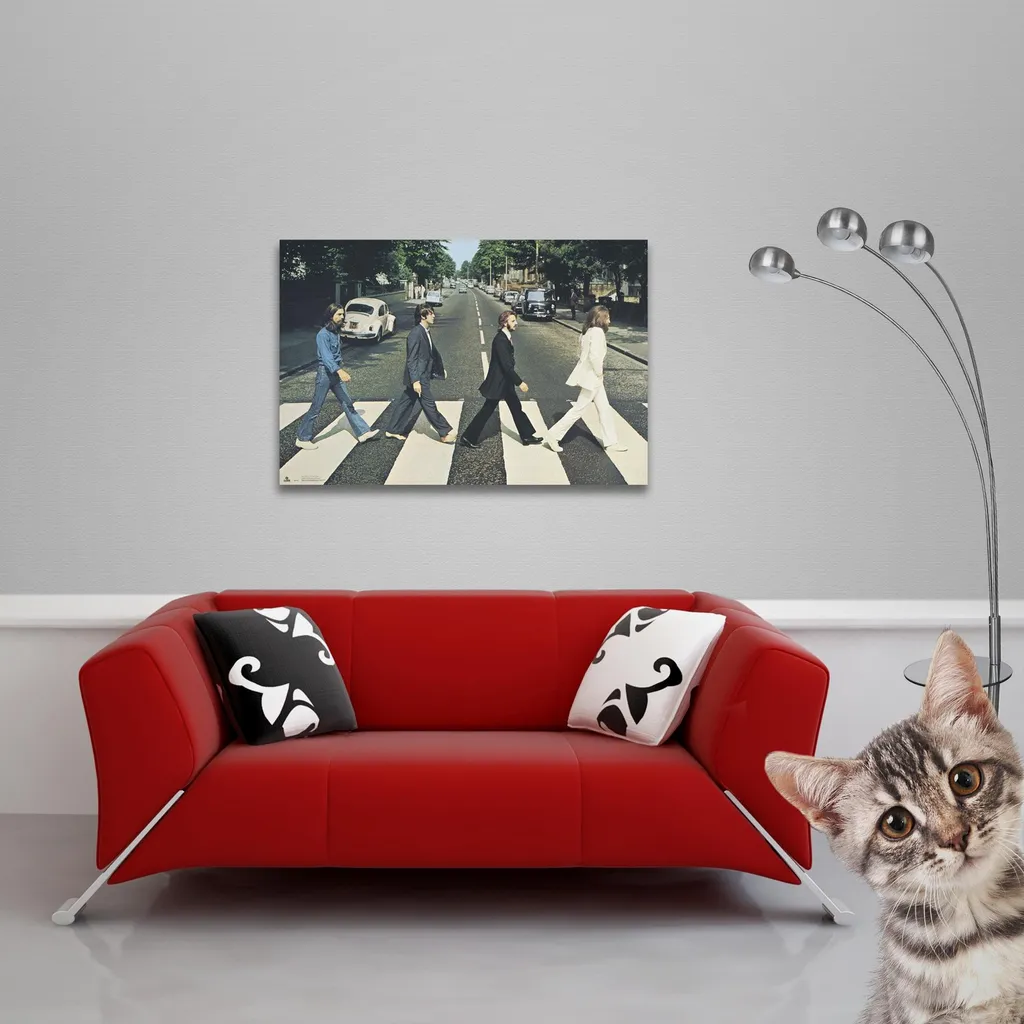 Poster Beatles Abbey Road Finition Premium et Support Bois Noir 92 cm - 2