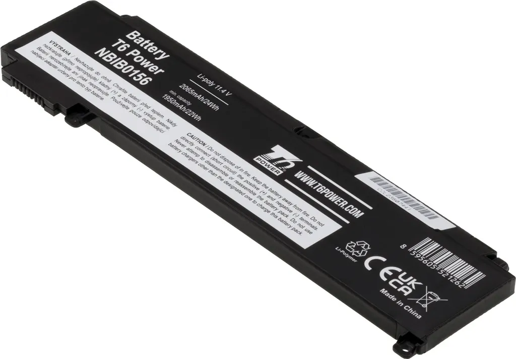 Batteria T6 Power Lenovo T470s 11.4V 2065mAh | Alta Efficienza Li-Poly