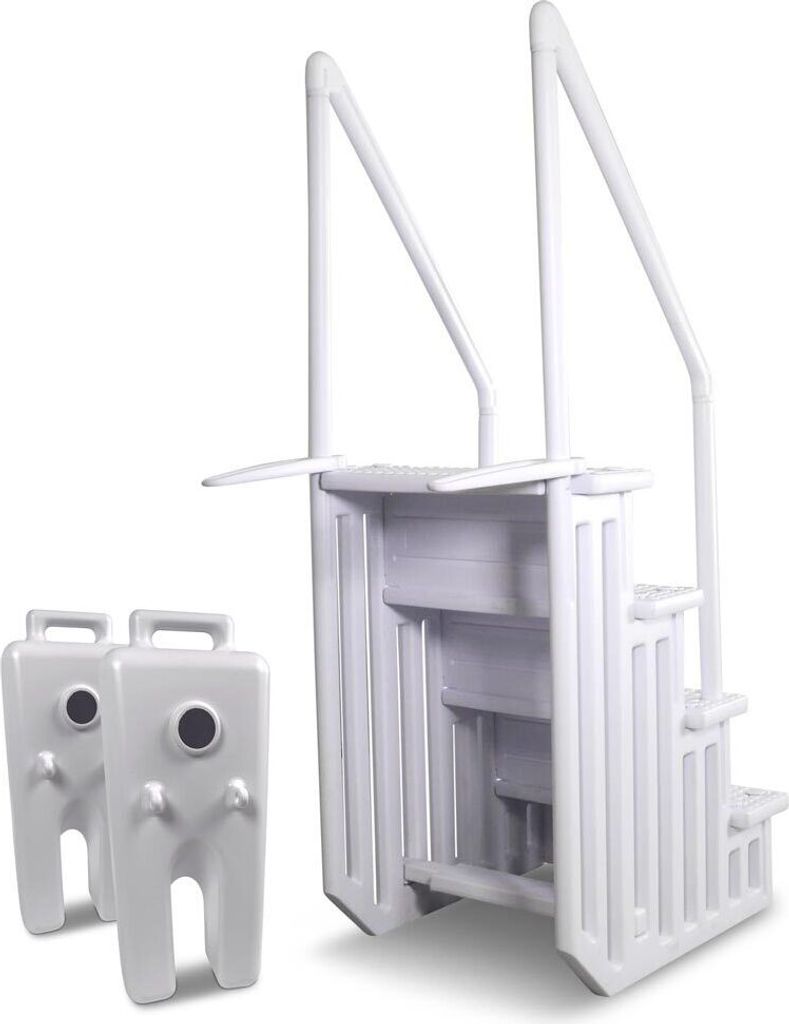 Schwimmbadleiter Treppe, Kunststoff 4-stufig + Gewichte