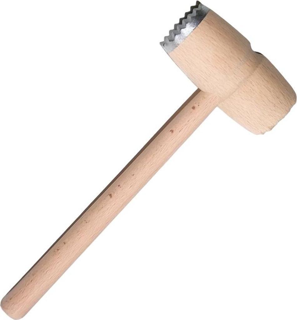 Fleischklopfer aus Holz 29 cm mit 1 Metallaufsatz