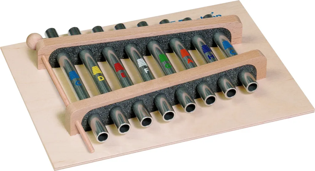 Xylophone 8 lames en métal do3-do4 avec résonateurs en tubes