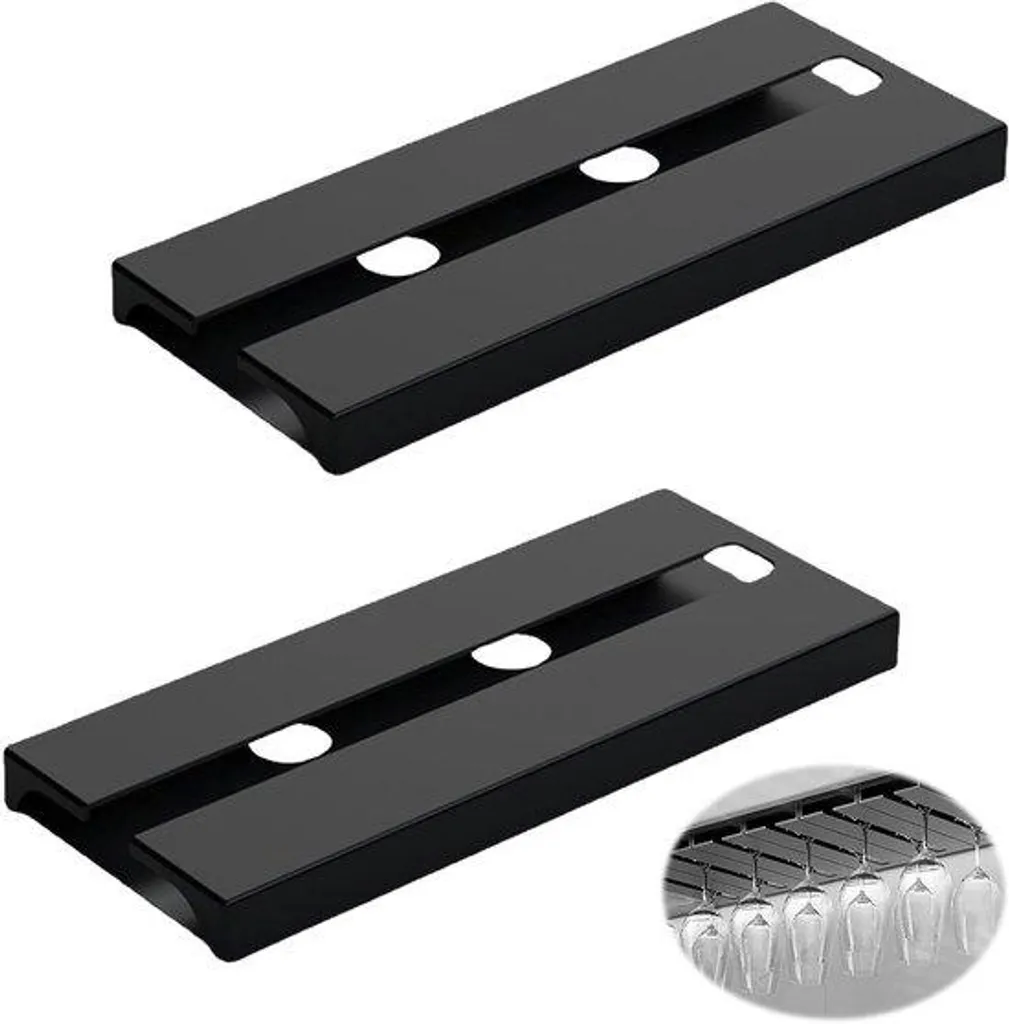 Range-verres noir sans perçage autocollant - Support suspendu 2 pcs
