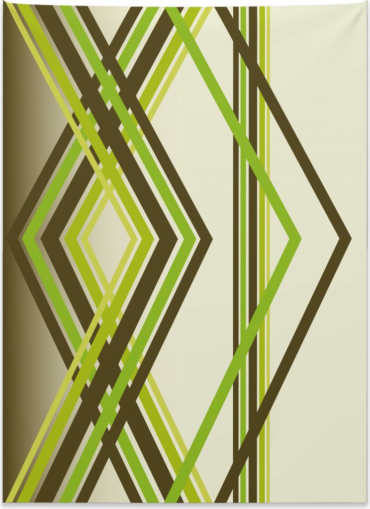 Abakuhaus Geometrisch Wandteppich, Trippy Diamantformen aus Weiches Mikrofaser Stoff Kein Verblassen Klare Farben Waschbar, 110 x 150 cm, Lindgrün...