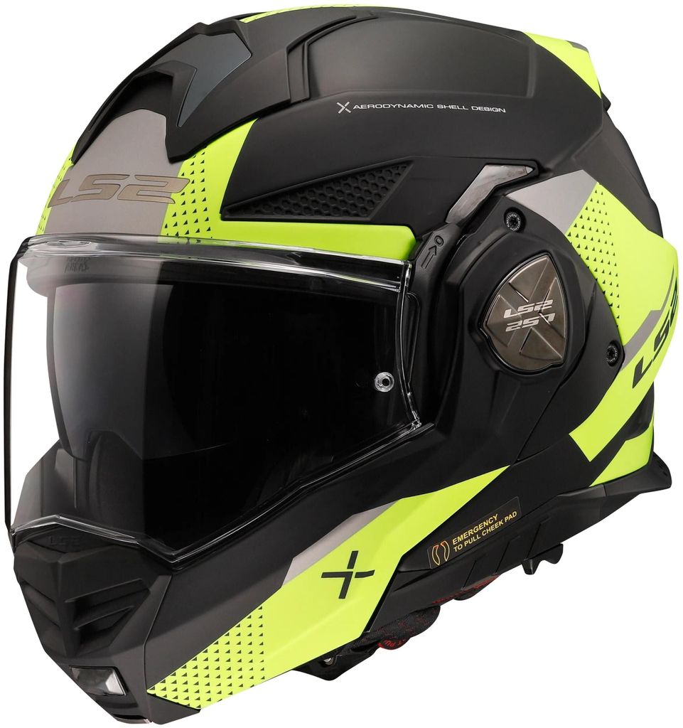 LS2 FF901 Advant X Oblivion Klapphelm, nero opaco/neon, XL Immagine del prodotto 