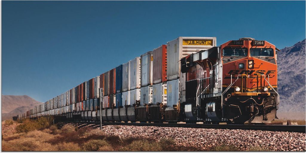 ARTland Wandbild Alu für Innen & Outdoor Güterzug BNSF Kalifornien Größe: 60x30 cm