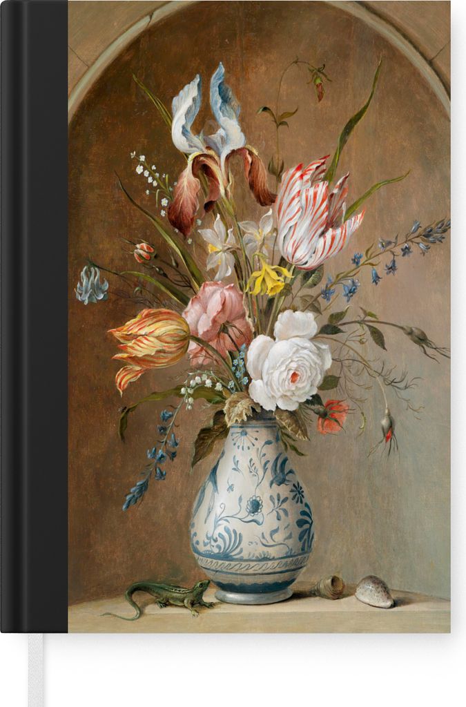 MuchoWow Notizbuch Tagebuch Haushaltsbuch Notebook A5 Stilleben mit Blumen - Balthasar van der Ast - Alte Meister - Notizblock - Notizheft - Note...