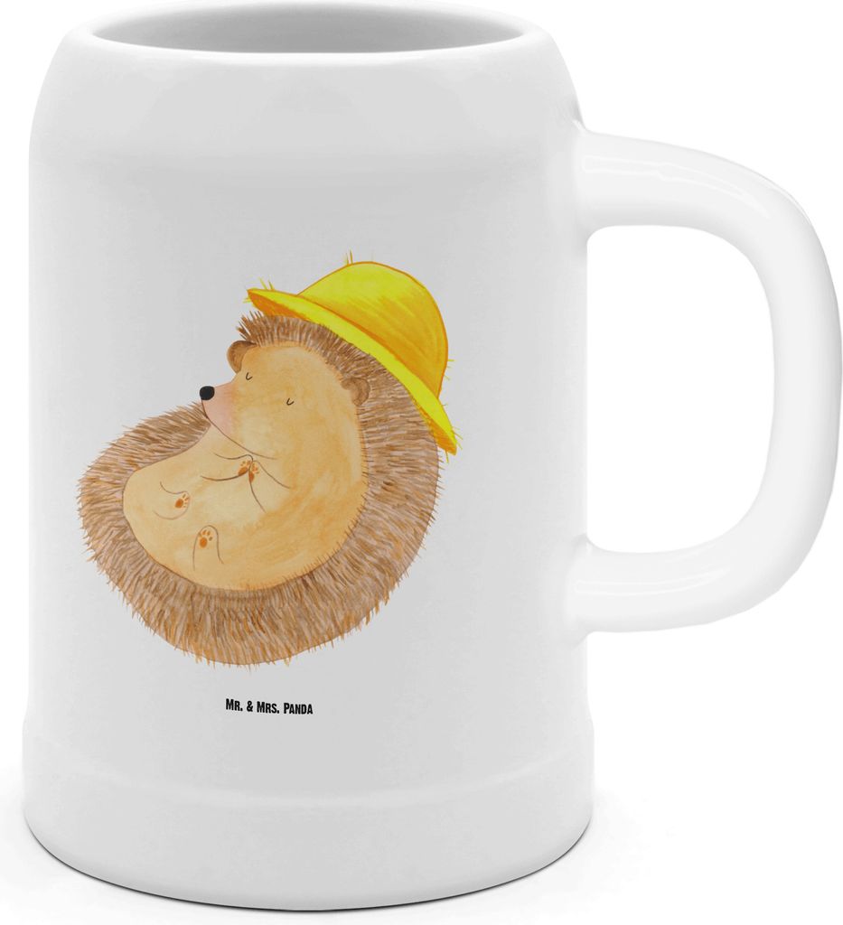 Mr. & Mrs. Panda Krug Igel Beten - Weiß - Geschenk, Genießen, Dankbarkeit, Humpen, Seidel, Keramikkrug, Tiere, Tonkrug, Sonnenhut, Gott, Bierhumpen