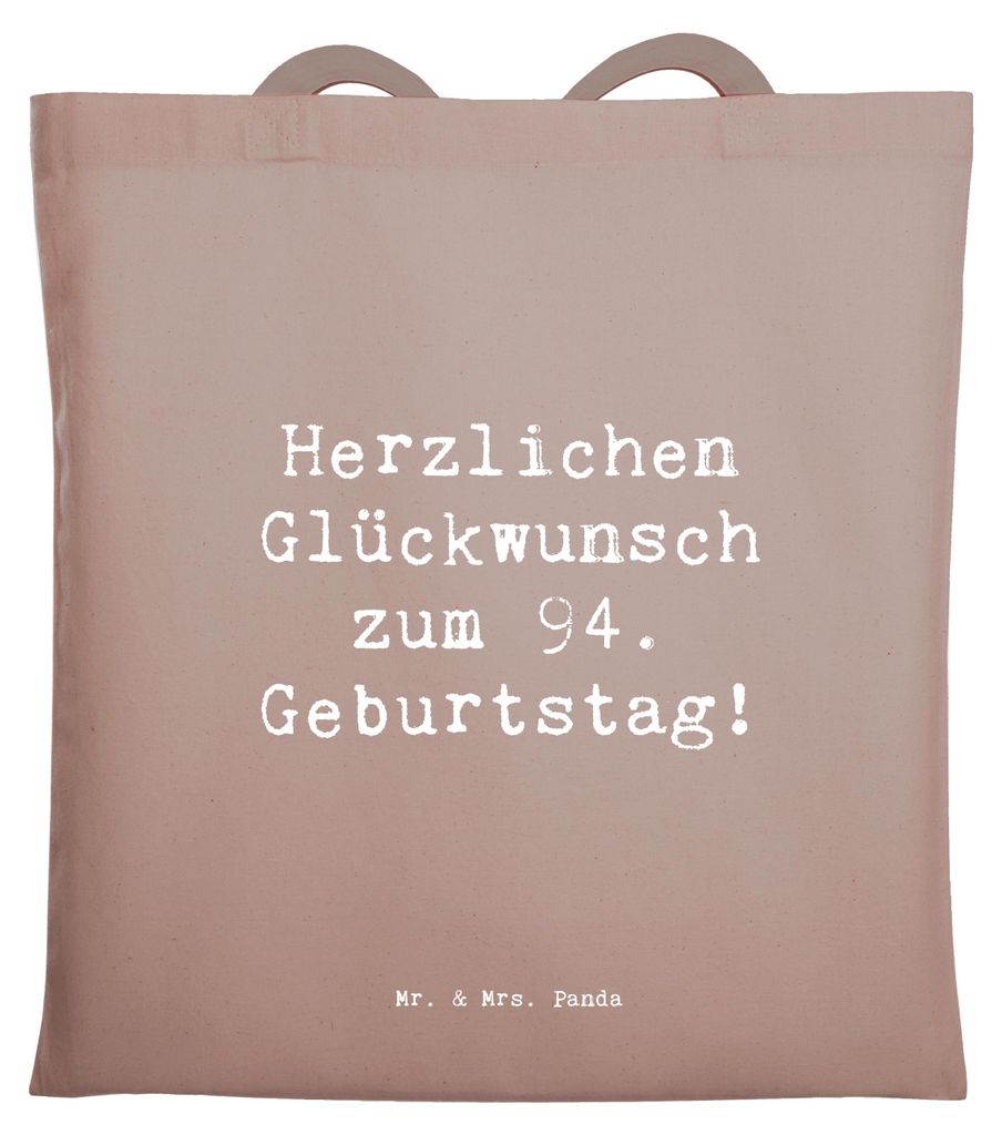 Mr. & Mrs. Panda Uni Tasche Spruch 94. Geburtstag - Braun Pastell - Geschenk, 94 Jahre, Alter, Tote Bag, Lebensfreude, Laptoptasche, Feier, Shoppin...