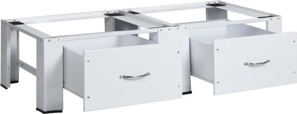 Support Machine à Laver Double Blanc Acier - Hauteur Ergonomique - 19