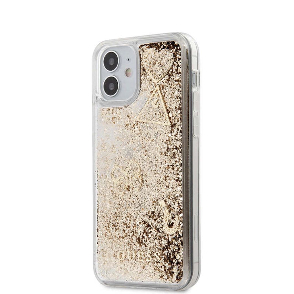 Guess Apple Tasche GUHCP12SGLHFLGO iPhone 12 mini gold/gold Hartschale Glitter Charms