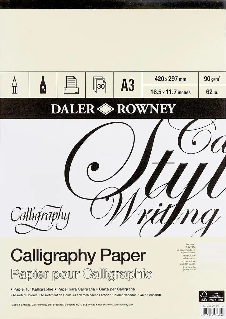 Bloc Calligraphie A3 pour Apprentissage et Création Artistique 90g