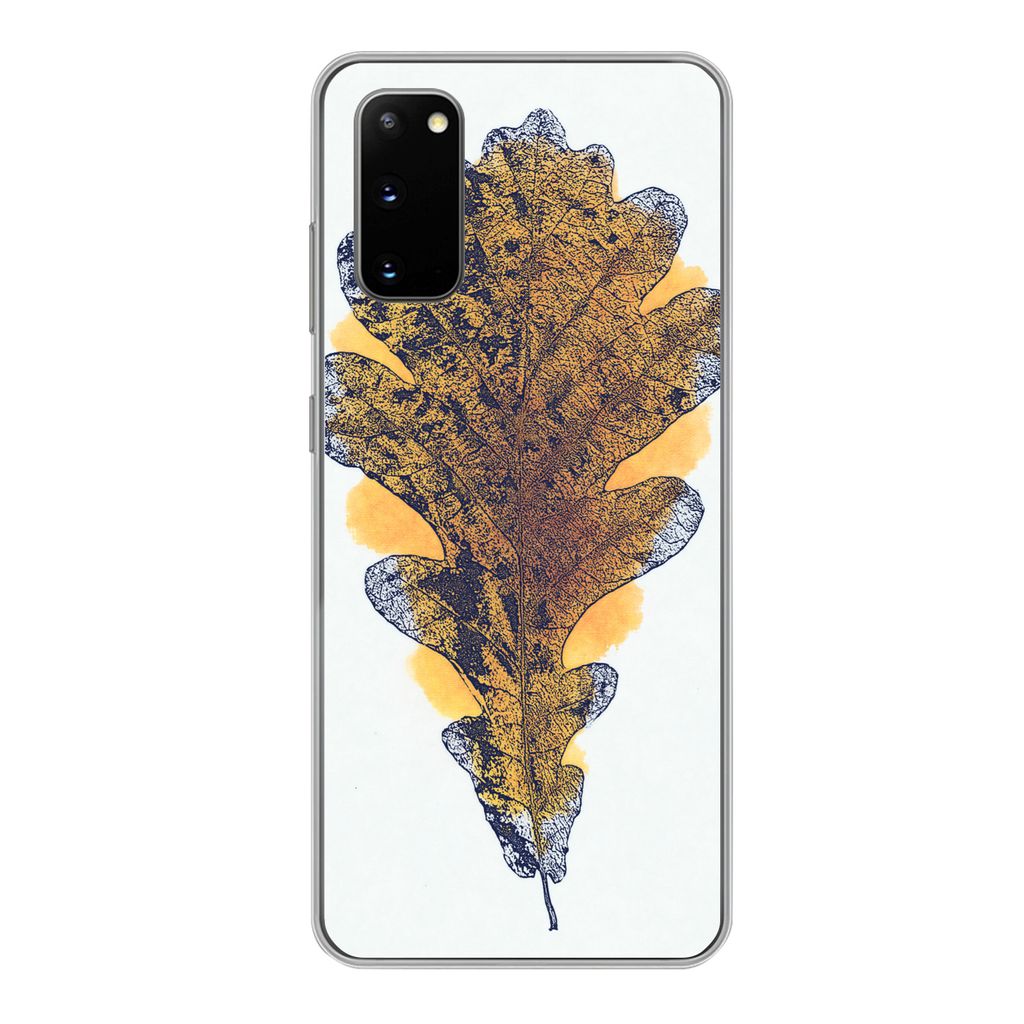MuchoWow Handyhülle Schutzhülle Hülle für Samsung Galaxy S20 Aquarell - Orange - Eichenblatt Silikon Softcase Handy Hülle - Bild