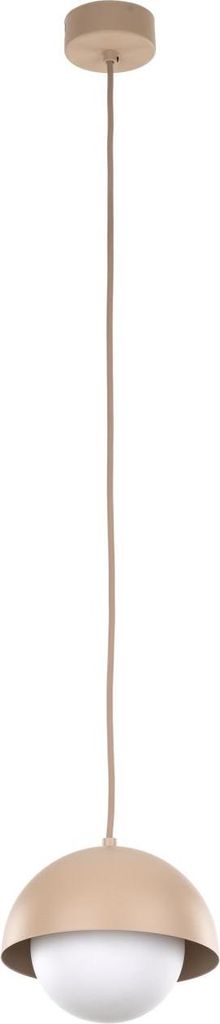 Hängelampe Glas Metall E27 D: 17 cm rund H: max. 150 cm Beige Weiß Modern Pendelleuchte