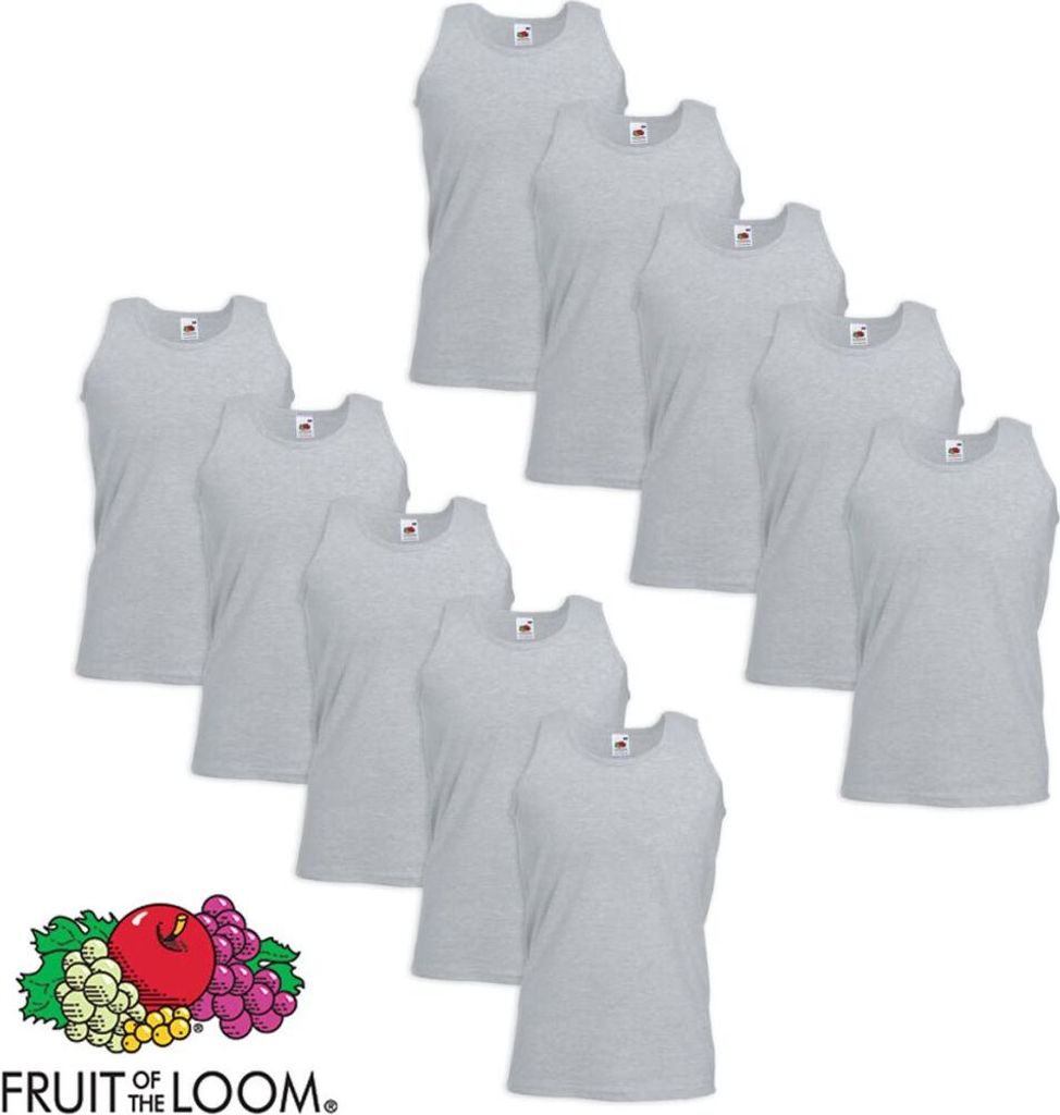 Fruit of the Loom Valueweight Muskelshirt 10 Stk. Baumwolle Grau XXL