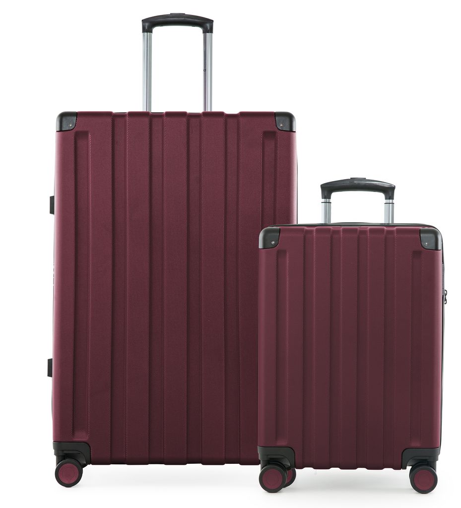 Q-Damm - 2er Koffer-Set, großer Koffer XL Extension + Kabinenkoffer Flugzeug Bordkoffer + Check-In Rollkoffer, Trolleys mit Doppel-Rollen, TSA,Bur...