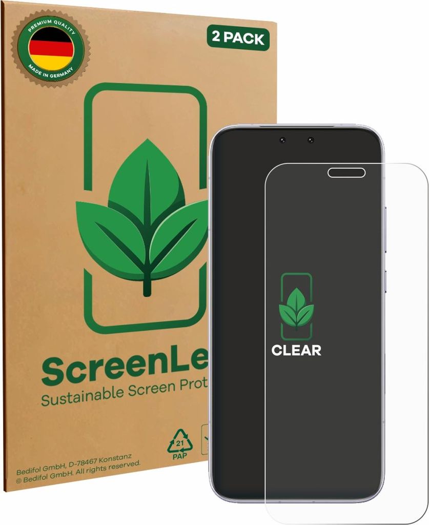 2x ScreenLeaf Schutzfolie für Honor Magic 8 RSR Porsche Design nachhaltiger Displayschutz Display Schutz Folie Klar Transparent