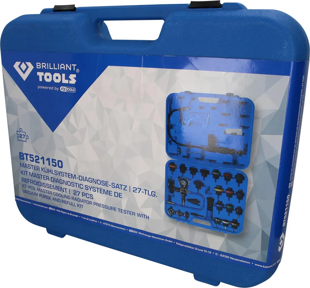 Kit diagnostic refroidissement 27 pièces avec pompe de pression Master - 10