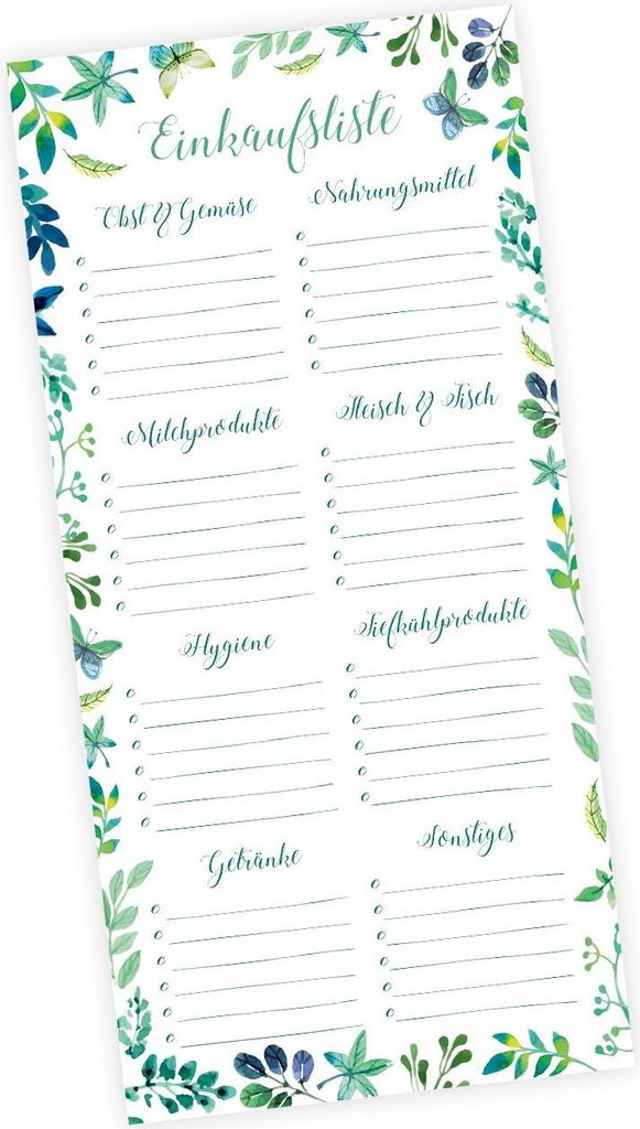 Einkaufsliste Floral Einkaufszettel DIN lang